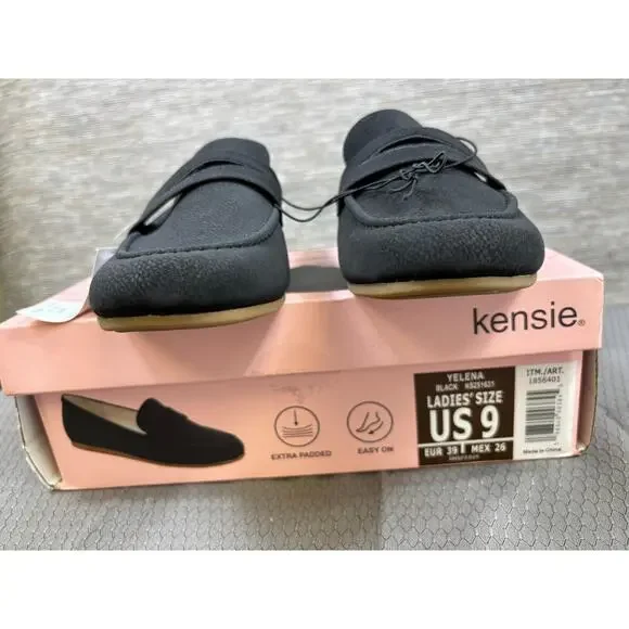 Kensie Womens Yelena Loafers Flats Size 9 Black Slip On Comfort Casual Shoes NEW - Picture 5 of 8
